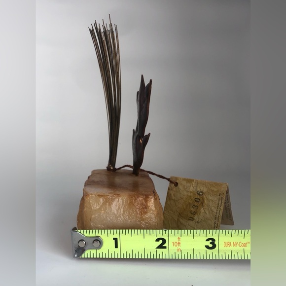 DeMott Metal Sculpture Geese In Flight Copper Brass Steel Mounted On Onyx - Picture 15 of 16